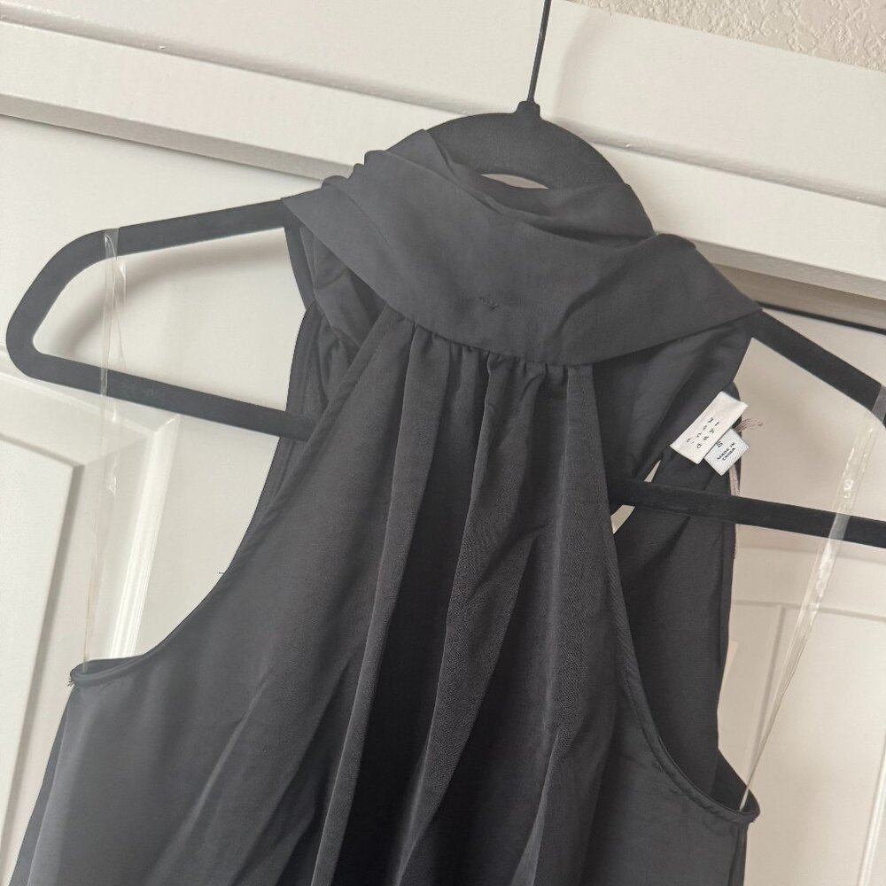 a new day - black satin sleeveless baby doll halter dress - Size SMALL - Picture 3 of 8